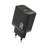 szybka ładowarka sieciowa 25w usb-a usb-c - czarna