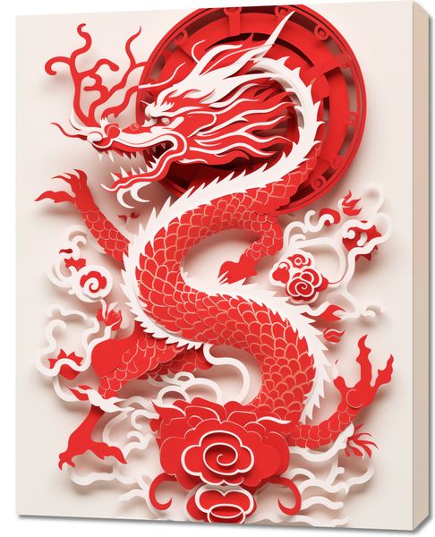 Obraz 70x90cm Czerwony Smok zdjęcie 1