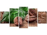 70CM 150CM ZEGAR 5 ELEM ZIARNA KAWY DESCE DRUK OBRAZ