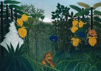 Plakat 100x70cm The Repast of the Lion, Rousseau Vintage do Salonu