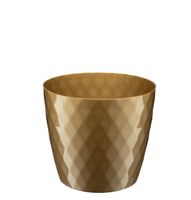 Doniczka osłonka plastikowa CRISTAL 12 cm złoty połysk wzór karo romby