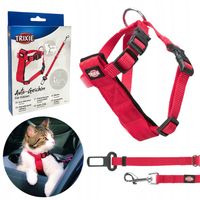 SZELKI SAMOCHODOWE DLA KOTA REGULOWANE Z PASEM SMYCZĄ DO SAMOCHODU TRIXIE