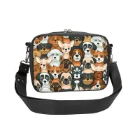 Torebka z Pieskami - Wodoodporna Torebka Prostokątna Kolor ekoskóry - czarny