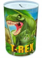 SKARBONKA DUŻA NA MONETY PIENIĄDZE ŚWINKA DINOZAUR T-REX PUSZKA METALOWA