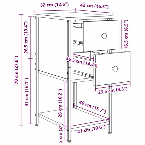 Szafka Nocna z szufladą 2 pcs dąb artisan 32 x 42 x 70 cm na Arena.pl