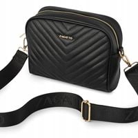 Torebka damska ekoskóra crossbody pikowana V szeroki pasek na ramię ZAGATTO