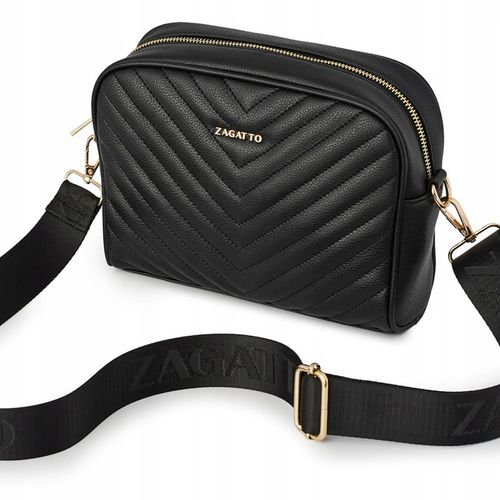 Torebka damska ekoskóra crossbody pikowana V szeroki pasek na ramię ZAGATTO na Arena.pl