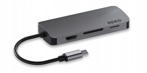 Hub Usb C 8w1 Stacja Dokująca 100W HDMI 4K 60Hz 3xUSB LAN SD DEKO BUSINESS na Arena.pl