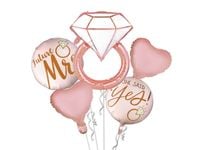 Zestaw balonów, Na Wieczór Panieński z pierścionkiem, różowo złoty, 5 szt.