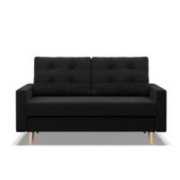 Sofa rozkładana, MILO, Mikrofaza, 152x92x92 cm, czarny | TYLETEGOTU