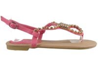 Różowe sandały damskie z cyrkoniami buty płaskie 36