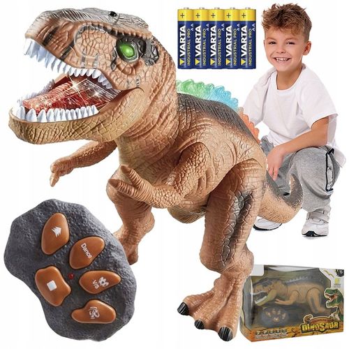 DINOZAUR ROBOT ZDALNIE STEROWANY RC Pilot ŚWIATŁO DŹWIĘK CHODZI +5x Bateria na Arena.pl