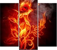 90 80CM OBRAZ T3 ELEM OGNISTA RÓŻA DRUK ŚCIENNY
