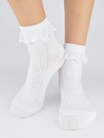 SKARPETY Z FALBANKĄ SB020 R.0-22 19-22 biały