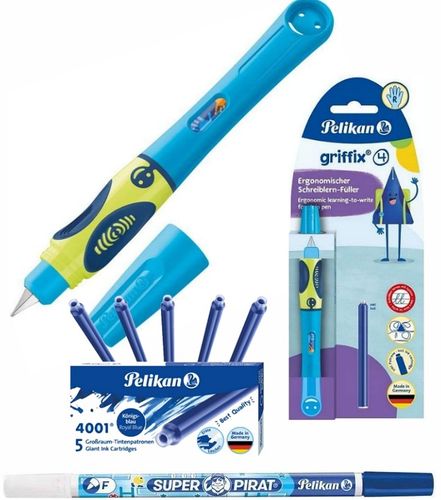 PIÓRO wieczne PELIKAN Griffix dla PRAWORĘCZNYCH + naboje + korektor na Arena.pl