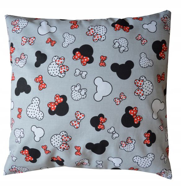 Poszewka poduszka bawełna Myszka Minnie czerw szar zdjęcie 1
