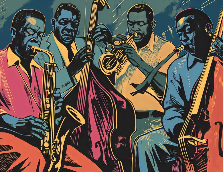 Plakat 65x50cm Jazzmani w Gazie zdjęcie 1