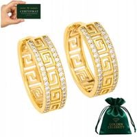 POZŁACANE KOLCZYKI KOŁA STAL CHIRURGICZNA AŻUROWE GRECKIE Z CYRKONIAMI 18K