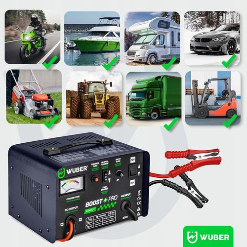 PROSTOWNIK AKUMULATOROWY 16A SAMOCHODOWY 7-180AH DO ŁADOWANIA 12V24V WUBER na Arena.pl