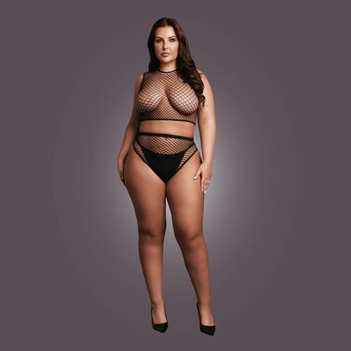 2 Piece With Crop Top, Pantie And Fishnet Structure. na Arena.pl