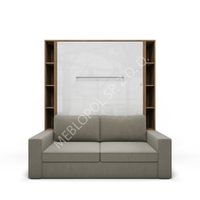 Półkotapczan MEBLOPOL 140V pionowy z sofą i regał OAK COUNTRY/WHITE GLOSS