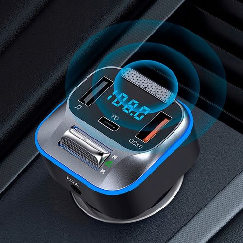 TRANSMITER ŁADOWARKA SAMOCHODOWA BLUETOOTH FM AUX JACK SAMOCHODOWY USB C na Arena.pl