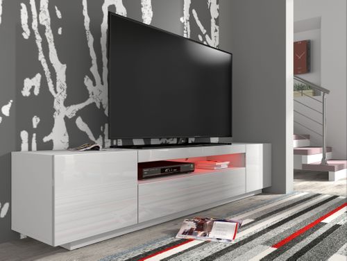 Szafka RTV 200 stojąca biały mat (korpus) / biały połysk (fronty) na Arena.pl