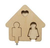 Drewniany wieszak ścienny wiszący prezent zawieszka brelok na klucze DOMEK