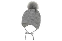 BROEL VIVEKA czapka wiązana na zimę dla dziewczynki szara 41-43