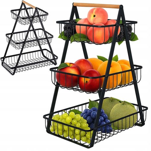 METALOWY KOSZ KOSZYK NA OWOCE WARZYWA TRZYPOZIOMOWY LOFT STOJAK PATERA na Arena.pl