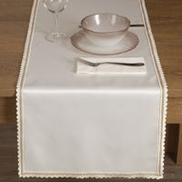 Bieżnik dekoracyjny LACE 40x180 Eurofirany kremowy z szampańską koronką