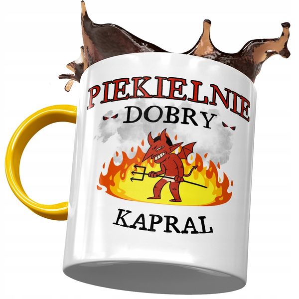 Kubek Żółty Dla Kaprala Piekielnie Dobry Kapral Z Nadrukiem Ze Zdjęciem zdjęcie 1