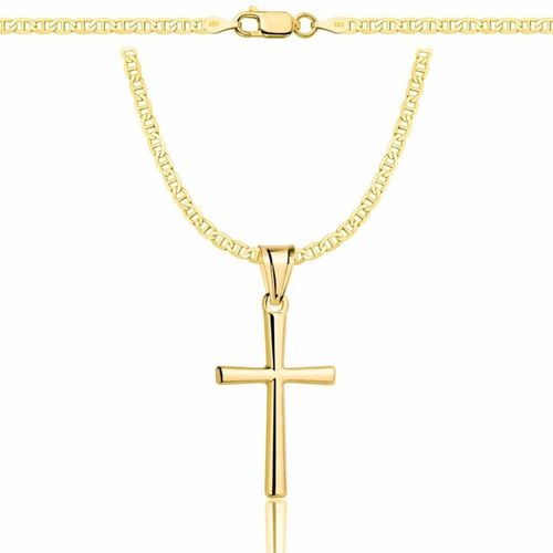 ZŁOTY ŁAŃCUSZEK NA CHRZEST CHRZCINY PAMIĄTKA Z KRZYŻYKIEM 585 925 + GRAWER na Arena.pl