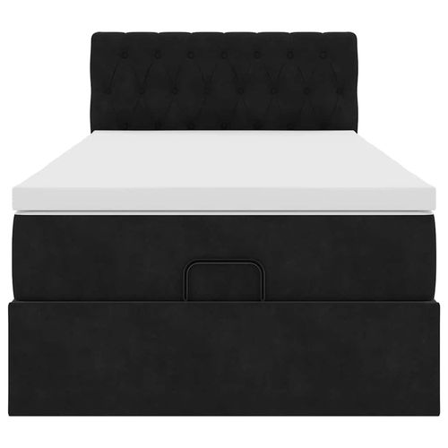 Łóżko Ottoman z materacem i LED, czarny, 80x200cm, aksamit na Arena.pl
