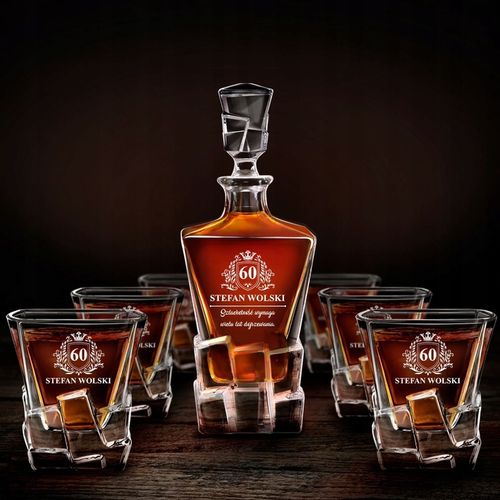 Zestaw Karafka 6 Szklanek do Whisky z Grawerem Prezent dla Faceta Urodziny na Arena.pl