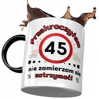 Kubek Czarny Na Urodziny 45 45Te 45-Te Prezent Z Nadrukiem Ze Zdjęciem