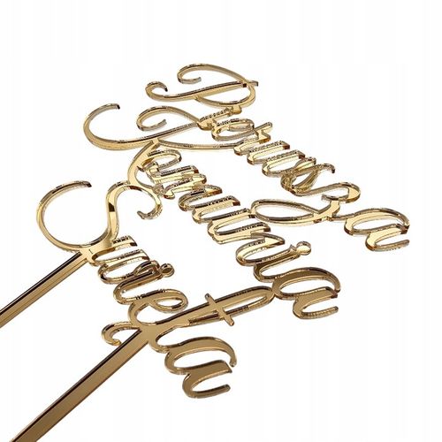 Topper na komunie złoty ZESTAW dekoracji na tort komunijny IMIĘ krzyż napis na Arena.pl