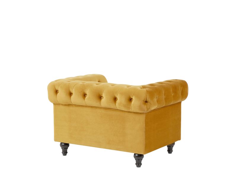 Fotel welurowy żółty CHESTERFIELD zdjęcie 4