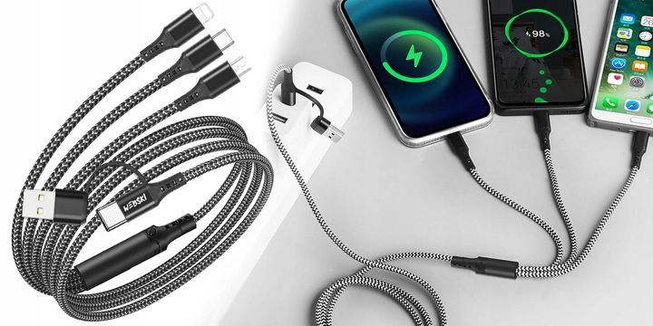 ZESTAW MAŁA MOCNA SZYBKA ŁADOWARKA DO AUTA QC3.0 PD20W Z MOCNYM KABLEM 5W1 zdjęcie 6