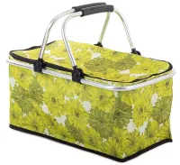 Koszyk piknikowy termiczny na piknik lub zakupy różne kolory do wyboru Rodzaj / wzór - Zielone kwiatki
