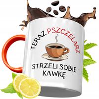 Kubek Pomarańczowy Dla Pszczelarza Prezent Z Nadrukiem Ze Zdjęciem