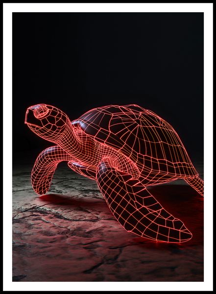 Plakat 64x90cm Neonowy Żółw zdjęcie 3