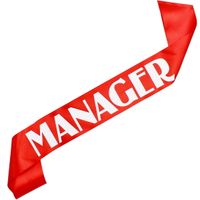 Manager - czerwona szarfa z białym nadrukiem