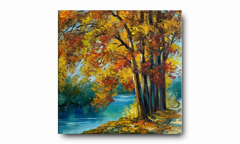 OBRAZ NA PŁÓTNIE 071 Nad rzeką 50x50cm zdjęcie 2