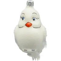 Bombka choinkowa szklana: Gołębica z piórkami: biała