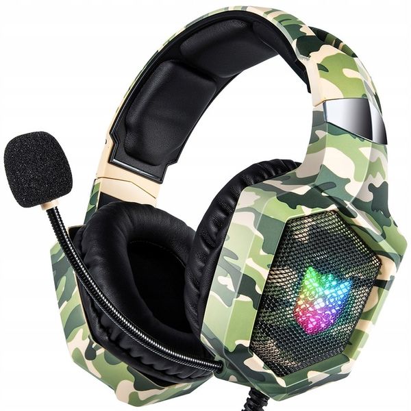 ONIKUMA K8 CAMO SŁUCHAWKI GAMINGOWE NAUSZNE PRZEWODOWE Z MIKROFONEM RGB zdjęcie 1